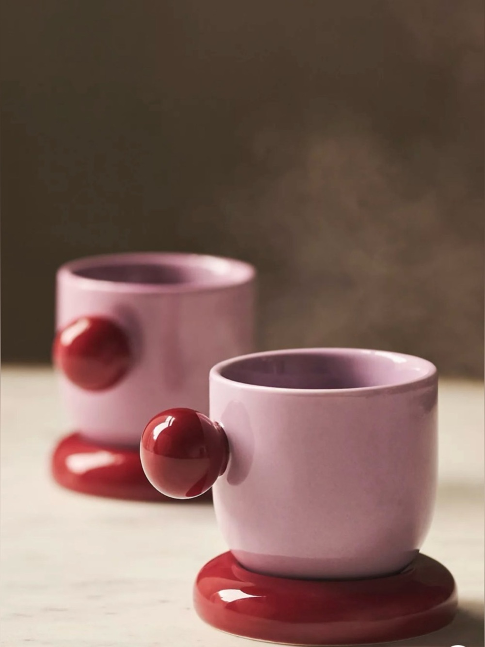Anthropologie Rika Espresso Cups, Set of 2 Mauve pink pastel multicolor - Picture 2 of 3